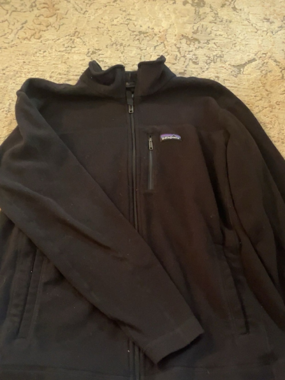 Patagonia Black Full-Zip Fleece Jacket with Chest Pocket